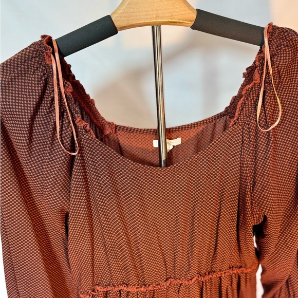 Maurices Size M Rust & Black Check Peplum Blouse NWOT - Picture 8 of 9